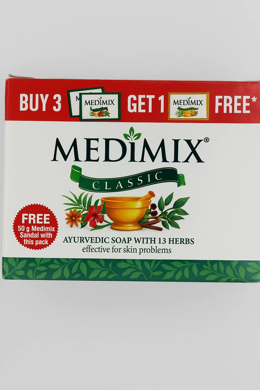 Medimix Classic Ayurvedic Soap- 275g Buy 3 Get 1 Free